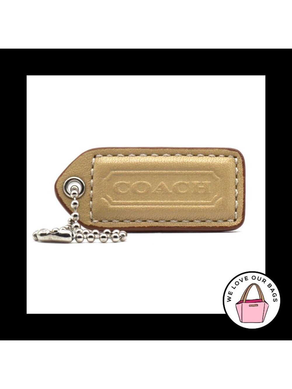 COACH Y2K VINTAGE HangTag Bag 2" Charm Keychain Fob Light Brown Tan Sand Leather